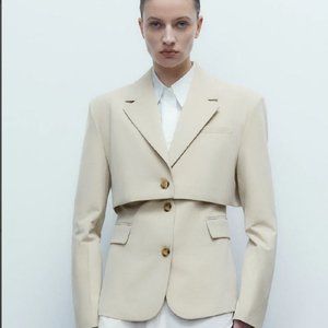 Urban Revivo - Notch Lapel Straight Blazer And Vest Set